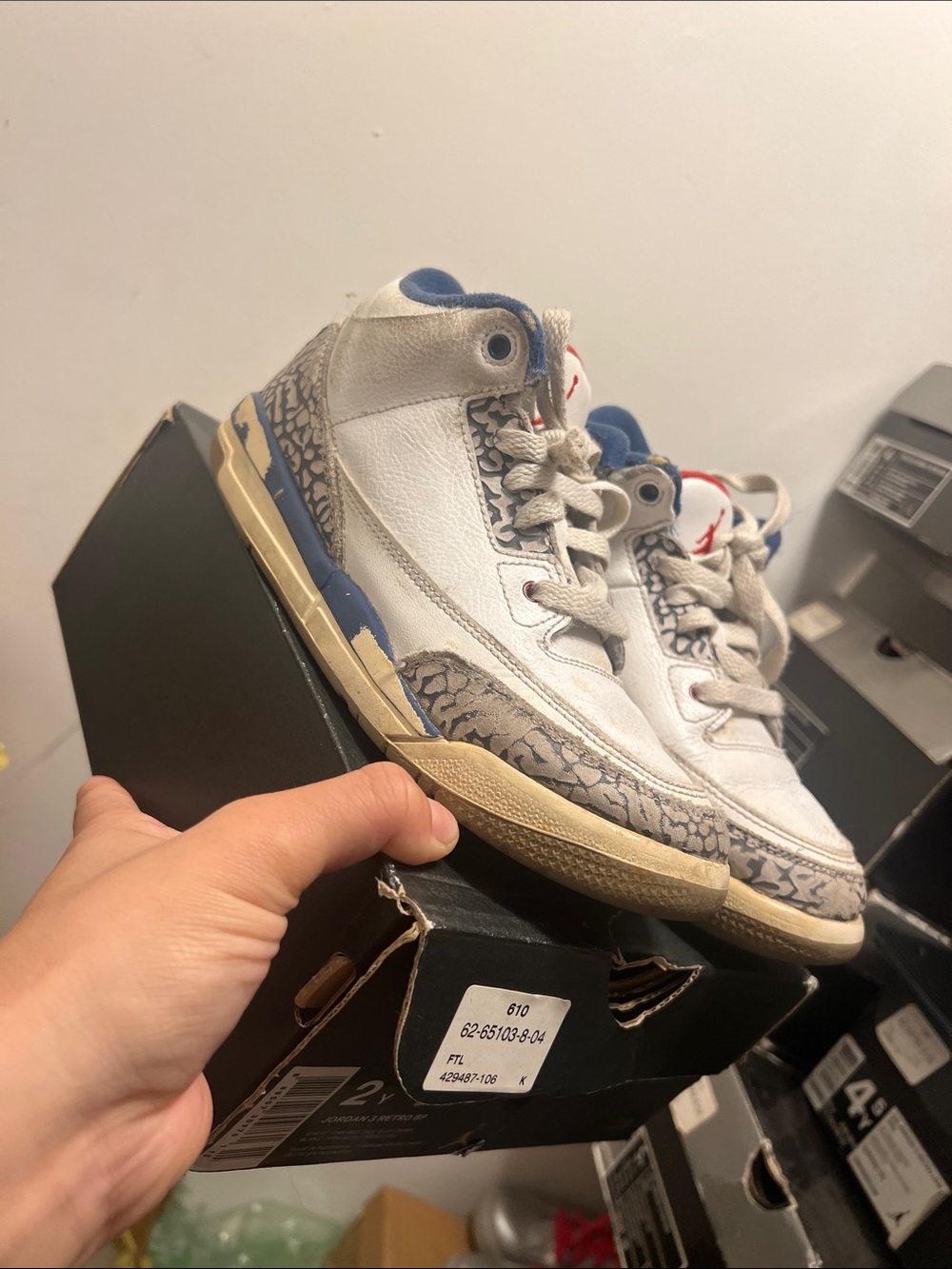 Jordan Men's White and Blue Basketball Sneakers